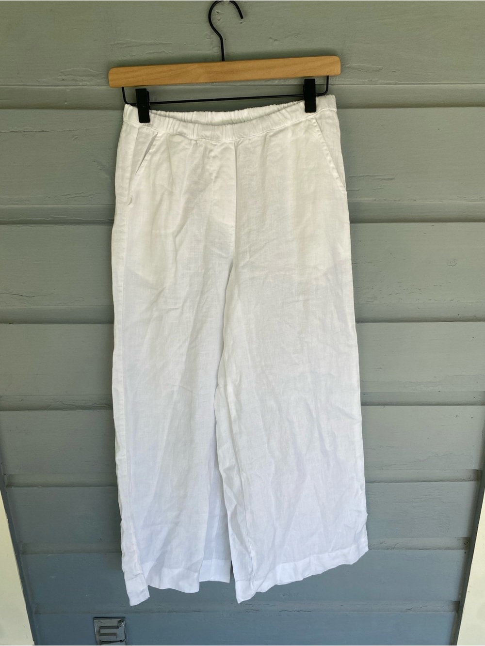 Frank and Eileen White Wide-Leg Pull-On Linen Pant - Like New- Size XS